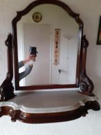 Antieke kaptafel spiegel met marmeren blad, Antiek en Kunst, Ophalen, Rechthoekig