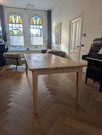 Eikenhouten Eettafel 220x95cm handgemaakt door meubelmaker, Ophalen, Gebruikt, Klassiek, landelijk, moderne finish, tijdloos, Eikenhout