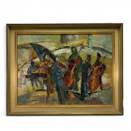 Schilderij: musicerend gezelschap, Antiek en Kunst, Kunst | Schilderijen | Klassiek, Ophalen of Verzenden