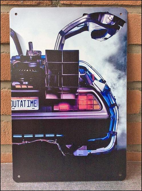 DELOREAN outtatime back to the future Metalen Film Wandbord, Verzamelen, Film en Tv, Nieuw, Poster, Verzenden