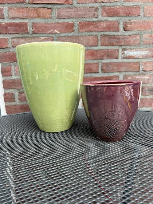 Oude Des Pots bloempotten, Tuin en Terras, Bloempotten, Zo goed als nieuw, Aardewerk, Minder dan 25 cm, Rond, Ophalen of Verzenden