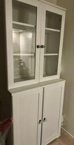 Witte kast met glazen deuren, Ophalen, Gebruikt, 100 tot 150 cm, 50 tot 100 cm