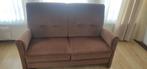 Bruine stoffen bank, Ophalen, 150 tot 200 cm, Tweepersoons, 75 tot 100 cm