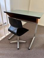 Vintage schoolbankje met stoel, Huis en Inrichting, Bureaus, Ophalen, Gebruikt