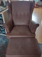 Strandmon fauteuil en voetenbank ikea bruin, Huis en Inrichting, Fauteuils, Ophalen, Zo goed als nieuw, 75 tot 100 cm, Stof