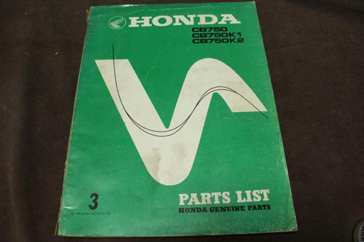 Honda CB750 K1 K2 1976 motorcycle parts list CB 750 SOHC, Motoren, Handleidingen en Instructieboekjes, Honda, Ophalen of Verzenden