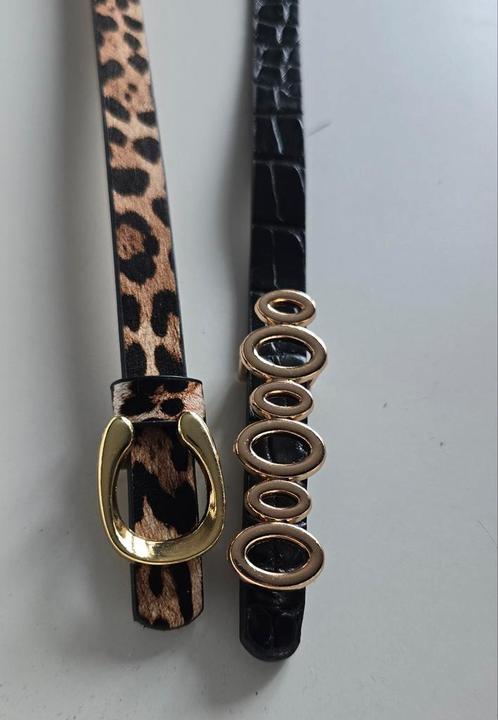 Set van 2 damesriempjes – Panterprint & Zwart Krokodillen, Sieraden, Tassen en Uiterlijk, Kettingen, Nieuw, Overige materialen
