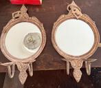 2 metalen spiegels met kandelaars, Huis en Inrichting, Minder dan 50 cm, Rond, Nieuw, Ophalen of Verzenden