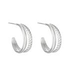 Zilveren dubbele hoops oorbellen stainless steel, Nieuw, Ophalen of Verzenden, Zilver