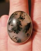 Bijzondere 925 zilveren ring met prachtige dendriet agaat, Verzenden, Zo goed als nieuw, 17 tot 18, Met edelsteen
