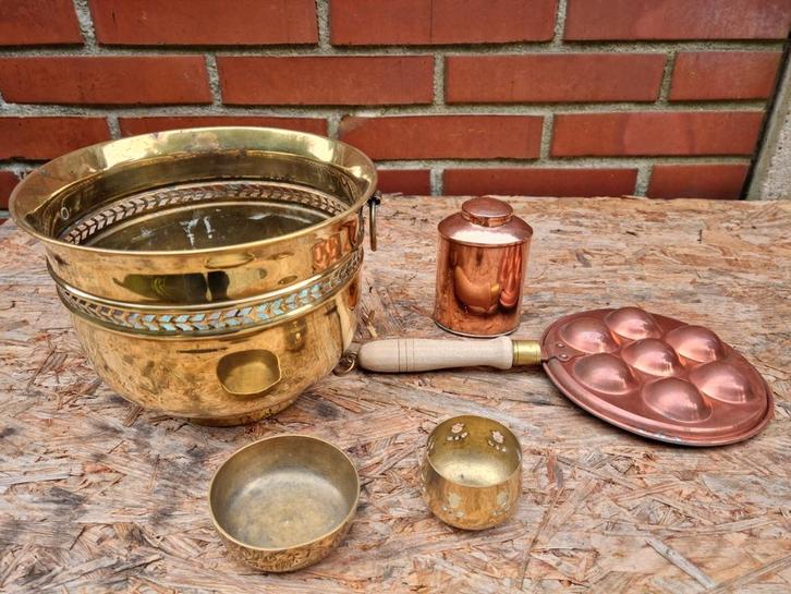 Partijtje koperen - koper achtige objecten., Antiek en Kunst, Antiek | Koper en Brons, Koper, Ophalen of Verzenden