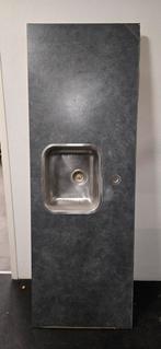 Keukenblad aanrechtblad met wasbak, Ophalen, Gebruikt, Grijs, 50 tot 100 cm