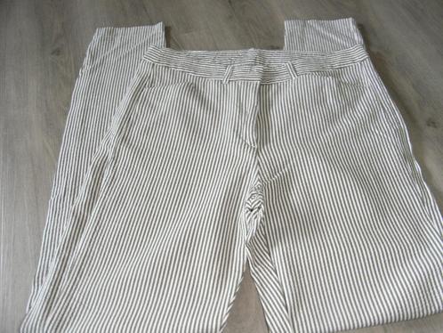 GEISHA gestreepte dunne zomerbroek/broek taupe/wit mt 36/38, Kleding | Dames, Broeken en Pantalons, Zo goed als nieuw, Maat 36 (S)
