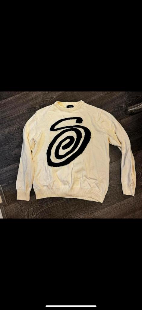 Stussy swirl knit sweatshirt, Maat 48/50 (M), Beige, Stussy, Ophalen of Verzenden