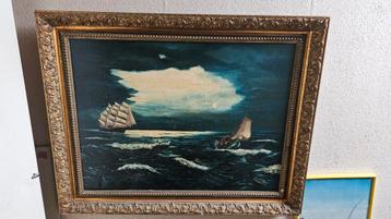 Schilderij met schepen op zee, 120x65 cm beschikbaar voor biedingen