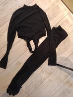 Zwarte ribstof set - Top & Broek, Maat 38/40 (M), Zwart, Ophalen of Verzenden, Onbekend