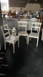 10 witte eetkamerstoelen van ikea met kussentjes, Huis en Inrichting, Vijf, Zes of meer stoelen, Ophalen of Verzenden, Wit, Zo goed als nieuw