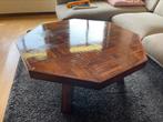 Titel: Vintage houten salontafel – achthoekig, 98x42 cm, Ophalen, Gebruikt, 50 tot 100 cm, Eikenhout