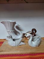 Vintage Plantenbakjes en Vaas - Bassano Zwaan, Gebruikt, Wit, Aardewerk of Porselein, Ophalen of Verzenden