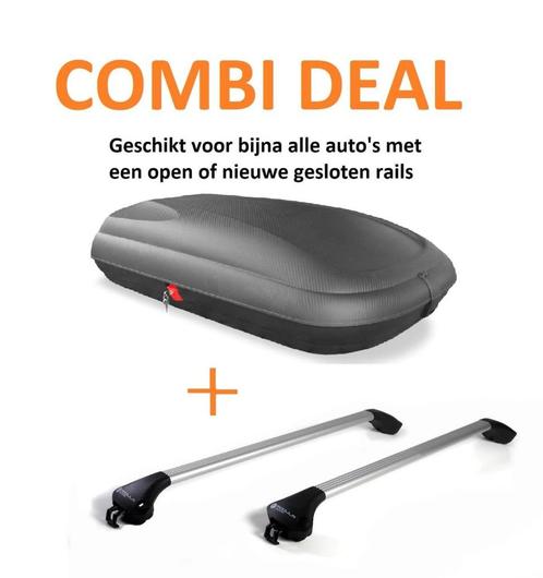 Dakkoffer + Dakdragers COMPLEET! 100KG laadvermogen, actie!, Auto diversen, Dakkoffers, Nieuw, Ophalen of Verzenden