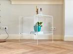 Vintage bijzettafel nachtkastje plexiglas acryl jaren 50/60, Huis en Inrichting, Tafels | Bijzettafels, Ophalen, Rond, 55 tot 75 cm