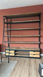 Rootsman industriele boekenkast massief hout metaal en eiken, Huis en Inrichting, Ophalen, Met plank(en), Gebruikt, 200 cm of meer