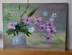 Schilderij Orchideeën op houten paneel - 61x46 cm, Huis en Inrichting, Woonaccessoires | Schilderijen, Tekeningen en Foto's, Oorspronkelijke maker