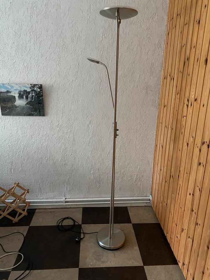 RVS Halogeen Vloerlamp - Stijlvol Design - Dimbaar, Huis en Inrichting, Lampen | Vloerlampen, Gebruikt, 150 tot 200 cm, Metaal