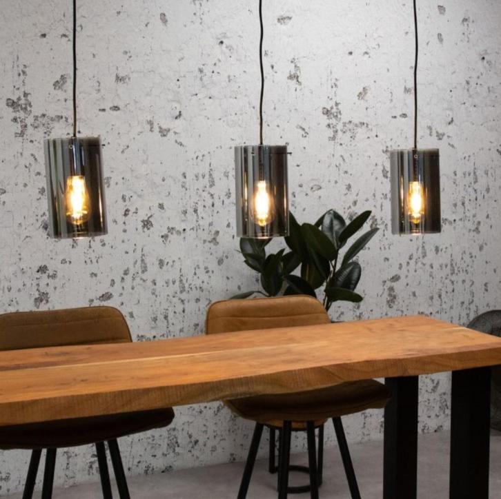 Hanglamp Shelton 3L Zwart, Huis en Inrichting, Lampen | Hanglampen, Nieuw, 75 cm of meer, Glas, Ophalen of Verzenden