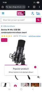 Devine M-Mic USB BK Microfoon - Condensator, Ophalen of Verzenden, Nieuw, Studiomicrofoon