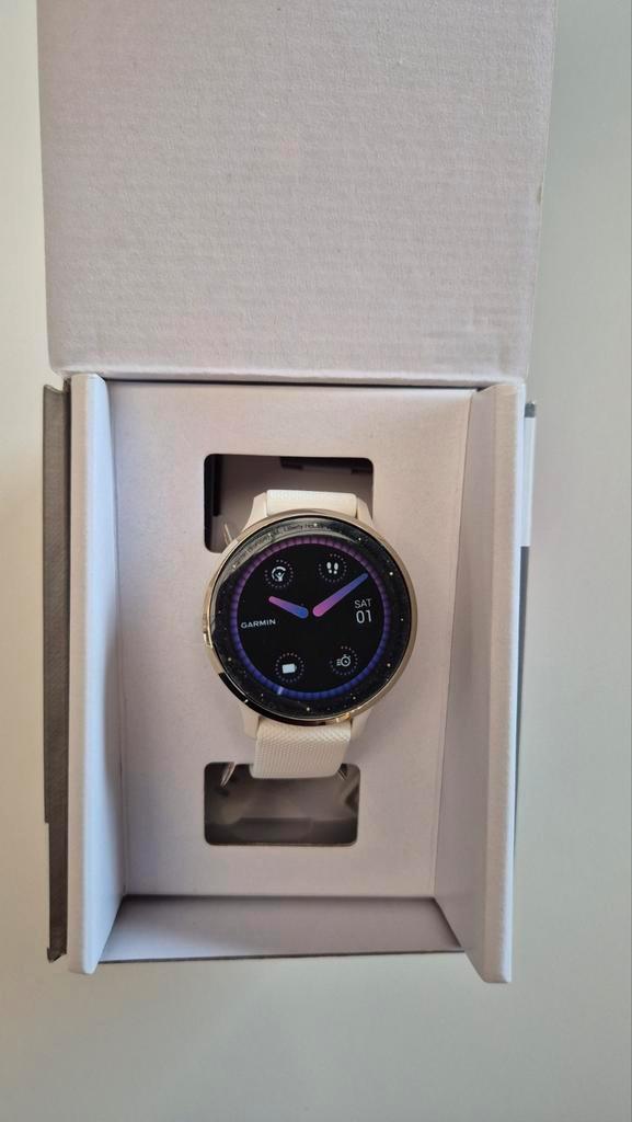 Garmin Venu 3s - incl. nieuw bandje, Sieraden, Tassen en Uiterlijk, Smartwatches, Zo goed als nieuw, Android, Zwart, Afstand, Calorieverbanding