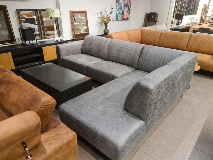 Nieuwe hoekbank Thirty three leer microvezel grijs 270x210cm, Huis en Inrichting, Woonaccessoires | Overige, Nieuw, Ophalen