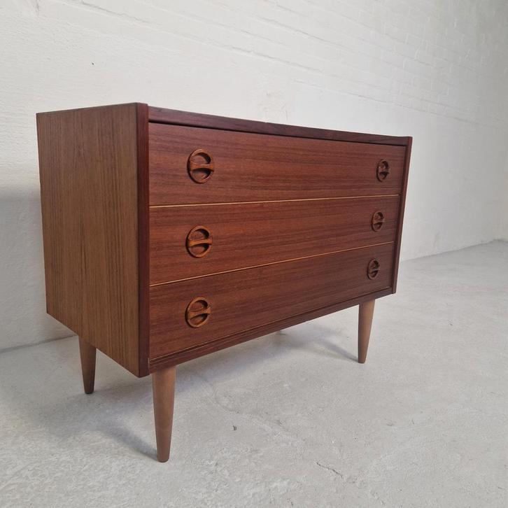 Deens design ladekastje, Huis en Inrichting, Kasten | Dressoirs, Gebruikt, Minder dan 50 cm, 25 tot 50 cm, Met lade(s), Teakhout