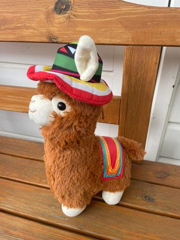 Jafri toys alpaca knuffel met Mexicaanse sombrero hoed beschikbaar voor biedingen