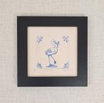 Print ets Delfts Blauwe Tegel ooievaar. Zwarte lijst 10x10, Ophalen of Verzenden