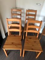 4 houten stoelen, Huis en Inrichting, Stoelen, Ophalen, Gebruikt, Bruin, Vier
