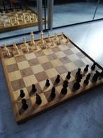 Dik houten dubbelzijdig dam /schaakbord met stukken, Hobby en Vrije tijd, Denksport en Puzzels, Schaken, Ophalen of Verzenden