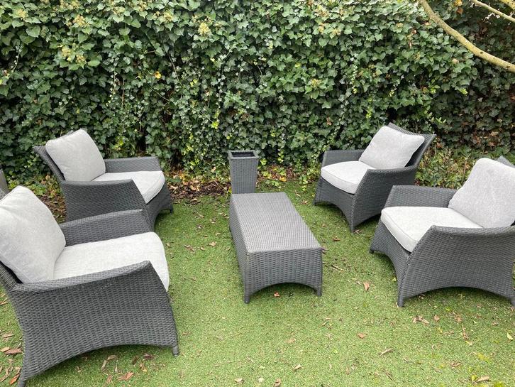 Tuin/Lounge Set met Kussens, Tuin en Terras, Tuinsets en Loungesets, Zo goed als nieuw, Loungeset, Wicker, 6 zitplaatsen, Bank
