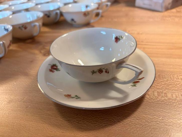 Antiek theeservies, MZ Czechoslovakia, 17 kop en schotel, Antiek en Kunst, Antiek | Servies compleet, Ophalen of Verzenden