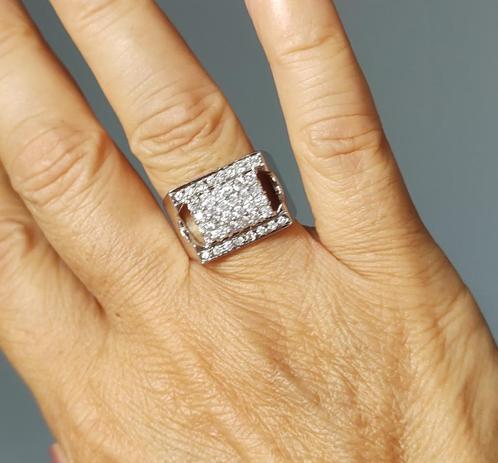 zilveren heren ring met Zirconia/Zirkonia zilver 925, Sieraden, Tassen en Uiterlijk, Ringen, Nieuw, Dame, 20 of groter, Wit, Zilver