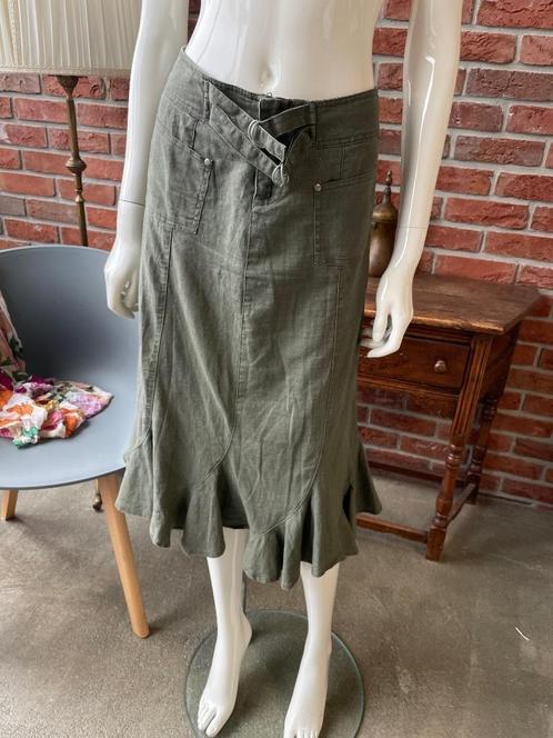 Linnen rok van Esteem maat M Legergroen, Kleding | Dames, Rokken, Zo goed als nieuw, Groen, Onder de knie, Ophalen of Verzenden