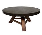 Vintage salontafel rond brutalist jaren 60 minimalist design, Gebruikt, 50 tot 100 cm, Vintage, 50 tot 100 cm