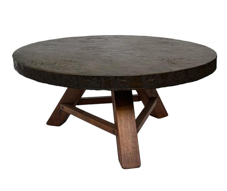 Vintage salontafel rond brutalist jaren 60 minimalist design, Huis en Inrichting, Tafels | Salontafels, Gebruikt, Minder dan 50 cm