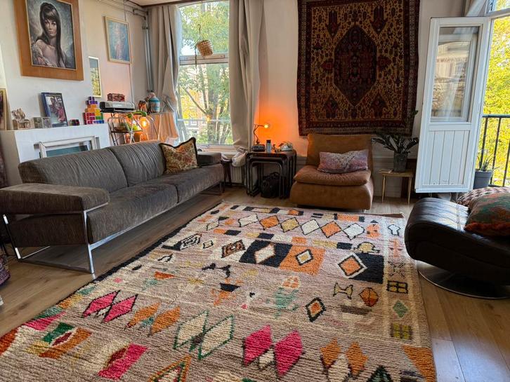Groot Handgeknoopt vintage Marokkkaans tapijt 300x 200 cm, Huis en Inrichting, Stoffering | Tapijten en Kleden, Zo goed als nieuw
