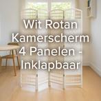 Kamerscherm wit rotan – 4 panelen, inklapbaar, Ophalen, Zo goed als nieuw