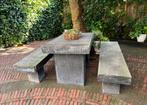 Betonnen Tuinset - Tafel & 2 Bankjes, Ophalen, Gebruikt, Rechthoekig, Overige materialen