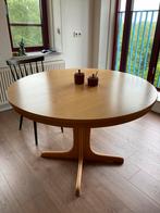 Vintage Scandinavisch design ronde uitschuifbare eettafel, 100 tot 150 cm, Rond, Zo goed als nieuw, Ophalen