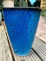 Blauwe keramische bloempot of vaas 30 cm hoog, Gebruikt, Rond, Binnen, Aardewerk