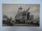 Ets Timmerwerf Antwerpen tijd van Napoleon Schaefels 1878, Antiek en Kunst, Kunst | Etsen en Gravures, Verzenden
