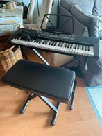 Max Music Keyboard Kb4 met standaard en leren kruk, Ophalen, Zwart, MaxMusic, Zo goed als nieuw